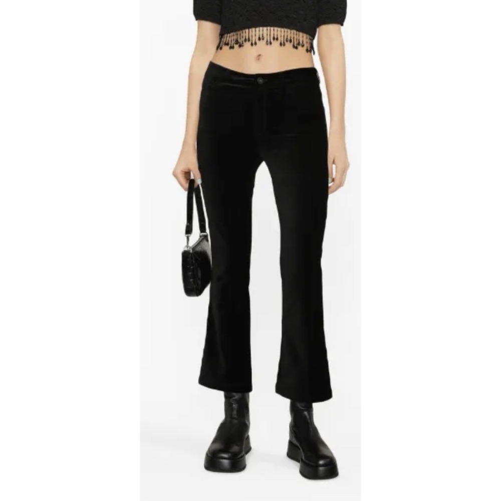 PAIGE Claudine Black Soft Velvet Ankle Flare Pants Jeans Size 27 Whimsygoth